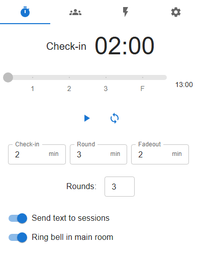 Timer tab showing all timing controls and configuration options